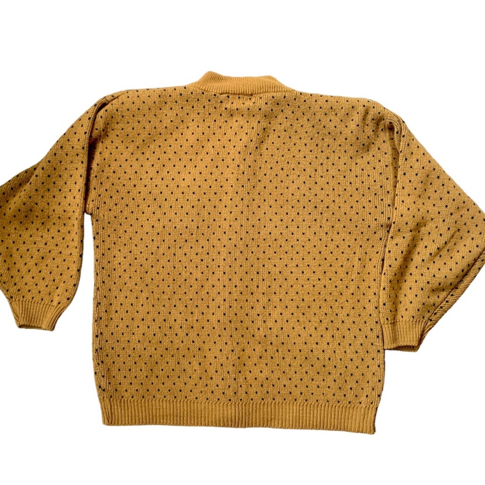 80s 90s Vintage Mustard Polka Dot Acrylic Pullover Sweater 14 - Picture 4 of 5